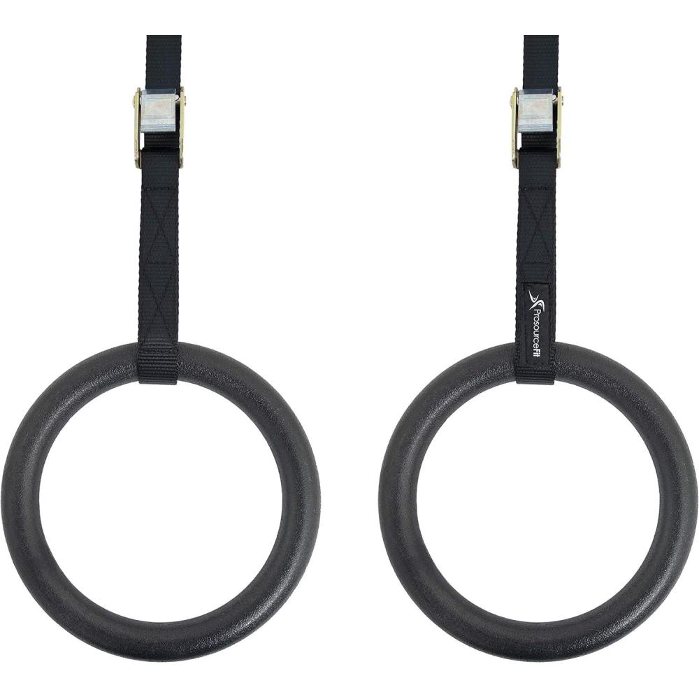 imageProsourceFit Fitness Gymnastics Rings with Straps for Total Body Conditioning at HomeBlack  Lexan