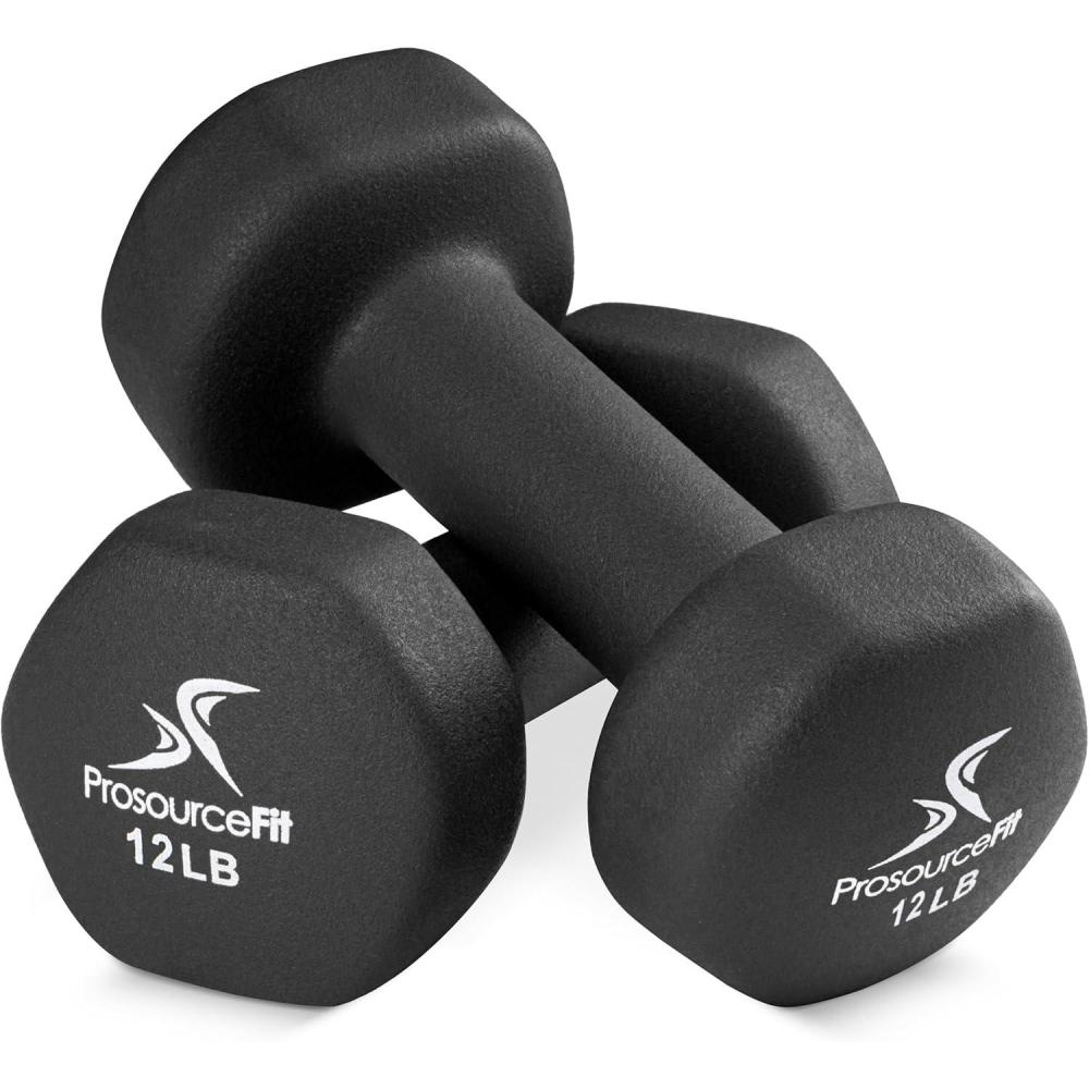 imageProsourceFit Neoprene Dumbbell Coated for NonSlip Grip 10 lbBlack  12LB