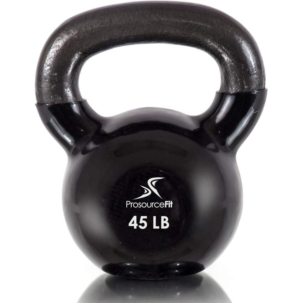 imageProsourceFit Vinyl Coated Cast Iron Kettlebells for Full Body Fitness WorkoutsBlack