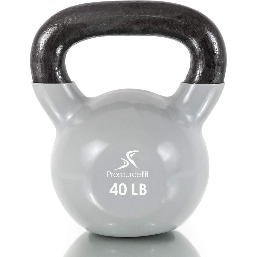 imageProsourceFit Vinyl Coated Cast Iron Kettlebells for Full Body Fitness WorkoutsGrey