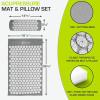 imageProsourceFit Acupressure Mat and Pillow Set for BackNeck Pain Relief and Muscle Relaxation Large  GreenWhiteLarge  GreyWhite