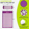 imageProsourceFit Acupressure Mat and Pillow Set for BackNeck Pain Relief and Muscle Relaxation Large  GreenWhiteLarge  PurpuleWhite