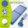 imageProsourceFit Acupressure Mat and Pillow Set for BackNeck Pain Relief and Muscle Relaxation Large  GreenWhiteXL  BlueWhite