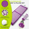 imageProsourceFit Acupressure Mat and Pillow Set for BackNeck Pain Relief and Muscle Relaxation Large  GreenWhiteXL  PurpuleWhite