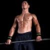 imageProsourceFit Pair of Barbell Weight Lifting Wrist Wraps Support with Thumb Loop RedYellow