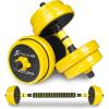 imageProsourceFit Adjustable Dumbbell ampamp Barbell Weight Set 2in1 Free Weights Available 44Lbs Home Gym EquipmentYellow 22lb