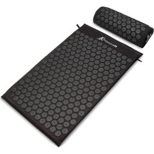 imageProsourceFit Acupressure Mat and Pillow Set for BackNeck Pain Relief and Muscle Relaxation Large  GreenWhiteLarge  BlackBlack