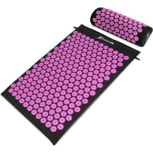 imageProsourceFit Acupressure Mat and Pillow Set for BackNeck Pain Relief and Muscle Relaxation Large  GreenWhiteLarge  BlackPink
