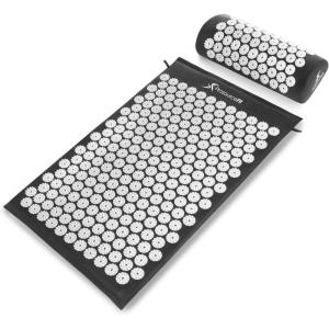 imageProsourceFit Acupressure Mat and Pillow Set for BackNeck Pain Relief and Muscle Relaxation Large  GreenWhiteLarge  BlackWhite