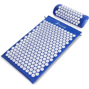 imageProsourceFit Acupressure Mat and Pillow Set for BackNeck Pain Relief and Muscle Relaxation Large  GreenWhiteLarge  BlueWhite