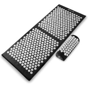 imageProsourceFit Acupressure Mat and Pillow Set for BackNeck Pain Relief and Muscle Relaxation Large  GreenWhiteXL  BlackWhite