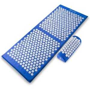 imageProsourceFit Acupressure Mat and Pillow Set for BackNeck Pain Relief and Muscle Relaxation Large  GreenWhiteXL  BlueWhite