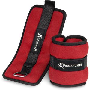 imageProsourceFit Ankle Wrist and Arm Leg Weights Adjustable Strap Adjustable Weight for Men and WomenRed 15lb