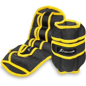 imageProsourceFit Ankle Wrist and Arm Leg Weights Adjustable Strap Adjustable Weight for Men and WomenYellow Adj Weight 15lb