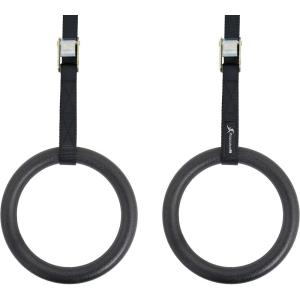 imageProsourceFit Fitness Gymnastics Rings with Straps for Total Body Conditioning at HomeBlack  Lexan