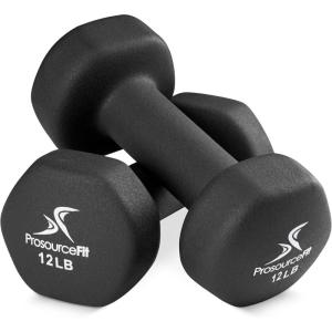 imageProsourceFit Neoprene Dumbbell Coated for NonSlip Grip 10 lbBlack  12LB