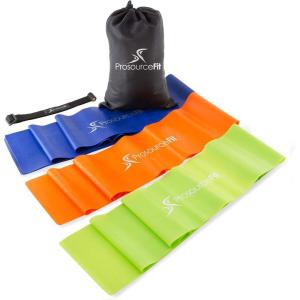 imageProsourceFit Therapy Flat Resistance Bands Set of 3 6 eachExtra Long for Stretching Pilates and Rehabilitation with Door Anchor