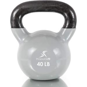 imageProsourceFit Vinyl Coated Cast Iron Kettlebells for Full Body Fitness WorkoutsGrey
