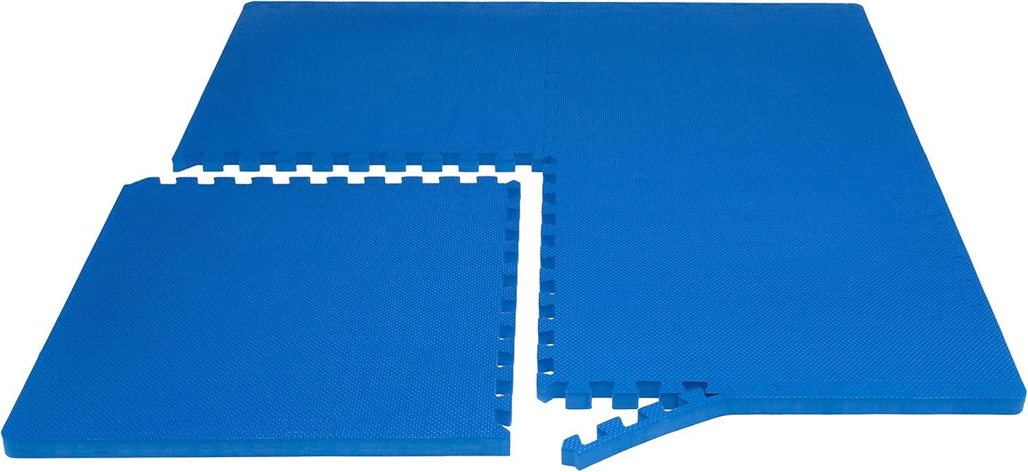 imageProsourceFit Extra Thick Puzzle Exercise Mat  EVA Foam Interlocking Tiles for Protective Cushioned Workout Flooring for Home and Gym Equipment Black  34 inch  24 Sq Ft  6 TilesBlue  1 Inch  24 Sq Ft  6 Tiles
