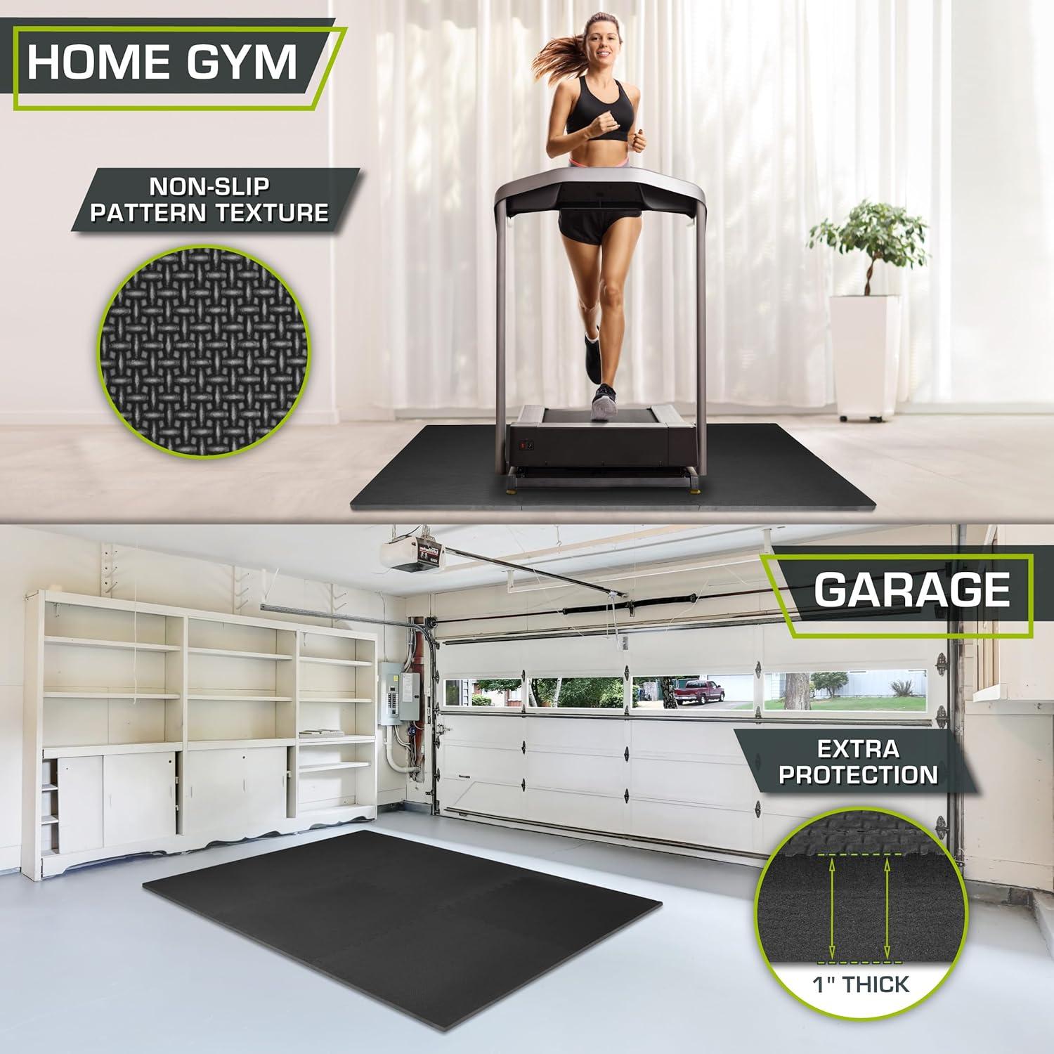 imageProsourceFit Extra Thick Puzzle Exercise Mat  EVA Foam Interlocking Tiles for Protective Cushioned Workout Flooring for Home and Gym Equipment Black  34 inch  24 Sq Ft  6 TilesBlack  1 Inch  24 Sq Ft  6 Tiles