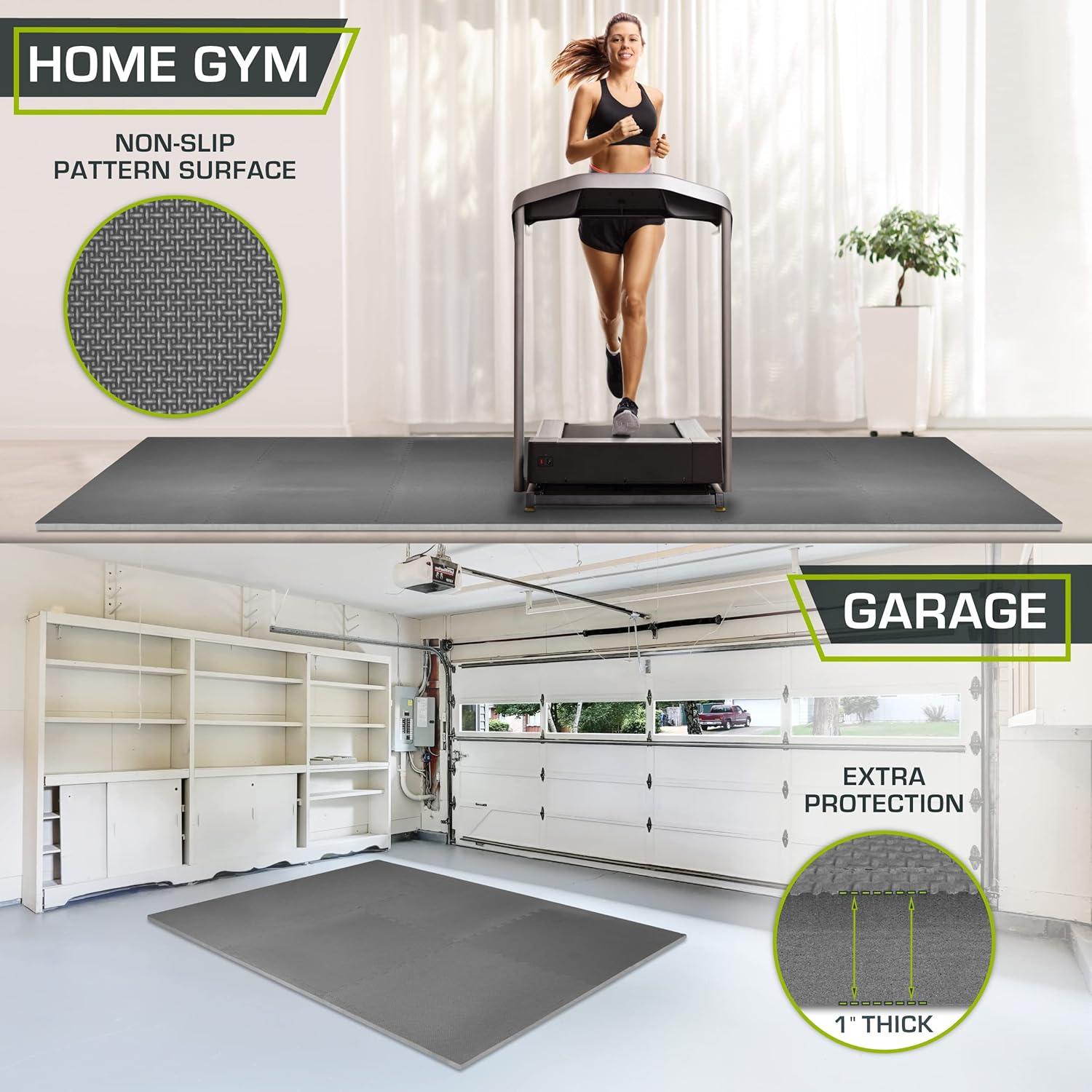 imageProsourceFit Extra Thick Puzzle Exercise Mat  EVA Foam Interlocking Tiles for Protective Cushioned Workout Flooring for Home and Gym Equipment Black  34 inch  24 Sq Ft  6 TilesGrey  1 Inch  72 Sq Ft  18 Tiles