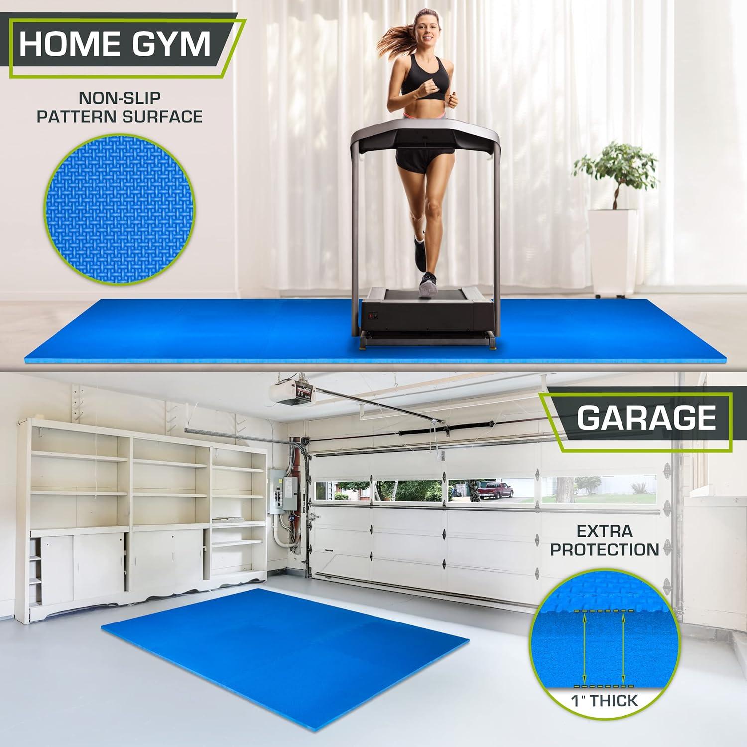 imageProsourceFit Extra Thick Puzzle Exercise Mat  EVA Foam Interlocking Tiles for Protective Cushioned Workout Flooring for Home and Gym Equipment Black  34 inch  24 Sq Ft  6 TilesBlue  1 Inch  72 Sq Ft  18 Tiles