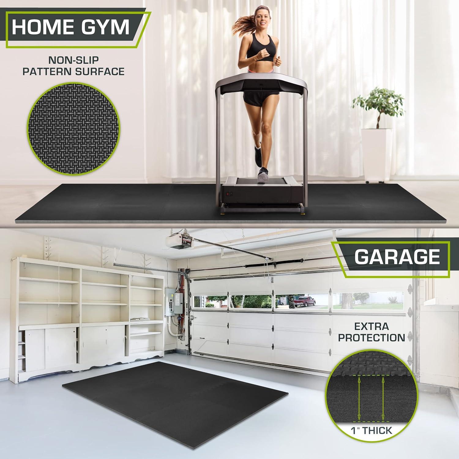 imageProsourceFit Extra Thick Puzzle Exercise Mat  EVA Foam Interlocking Tiles for Protective Cushioned Workout Flooring for Home and Gym Equipment Black  34 inch  24 Sq Ft  6 TilesBlack  1 Inch  72 Sq Ft  18 Tiles