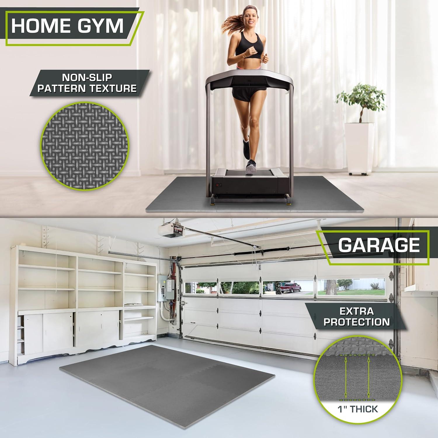 imageProsourceFit Extra Thick Puzzle Exercise Mat  EVA Foam Interlocking Tiles for Protective Cushioned Workout Flooring for Home and Gym Equipment Black  34 inch  24 Sq Ft  6 TilesGrey  1 Inch  24 Sq Ft  6 Tiles