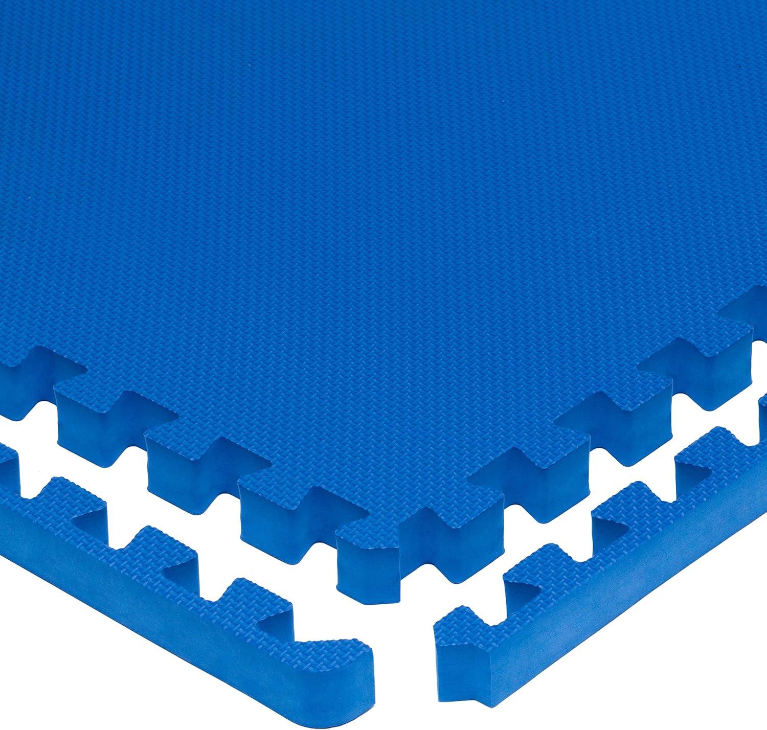 imageProsourceFit Extra Thick Puzzle Exercise Mat  EVA Foam Interlocking Tiles for Protective Cushioned Workout Flooring for Home and Gym Equipment Black  34 inch  24 Sq Ft  6 TilesBlue  1 Inch  24 Sq Ft  6 Tiles