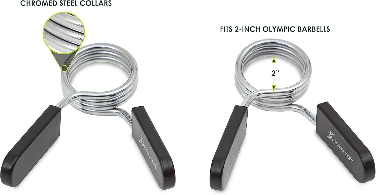 imageProsourceFit Olympic Barbell Spring Clip Collar 2inch Pair with EasyGrip Handles for WeightliftingPowerlifting and Strength Training