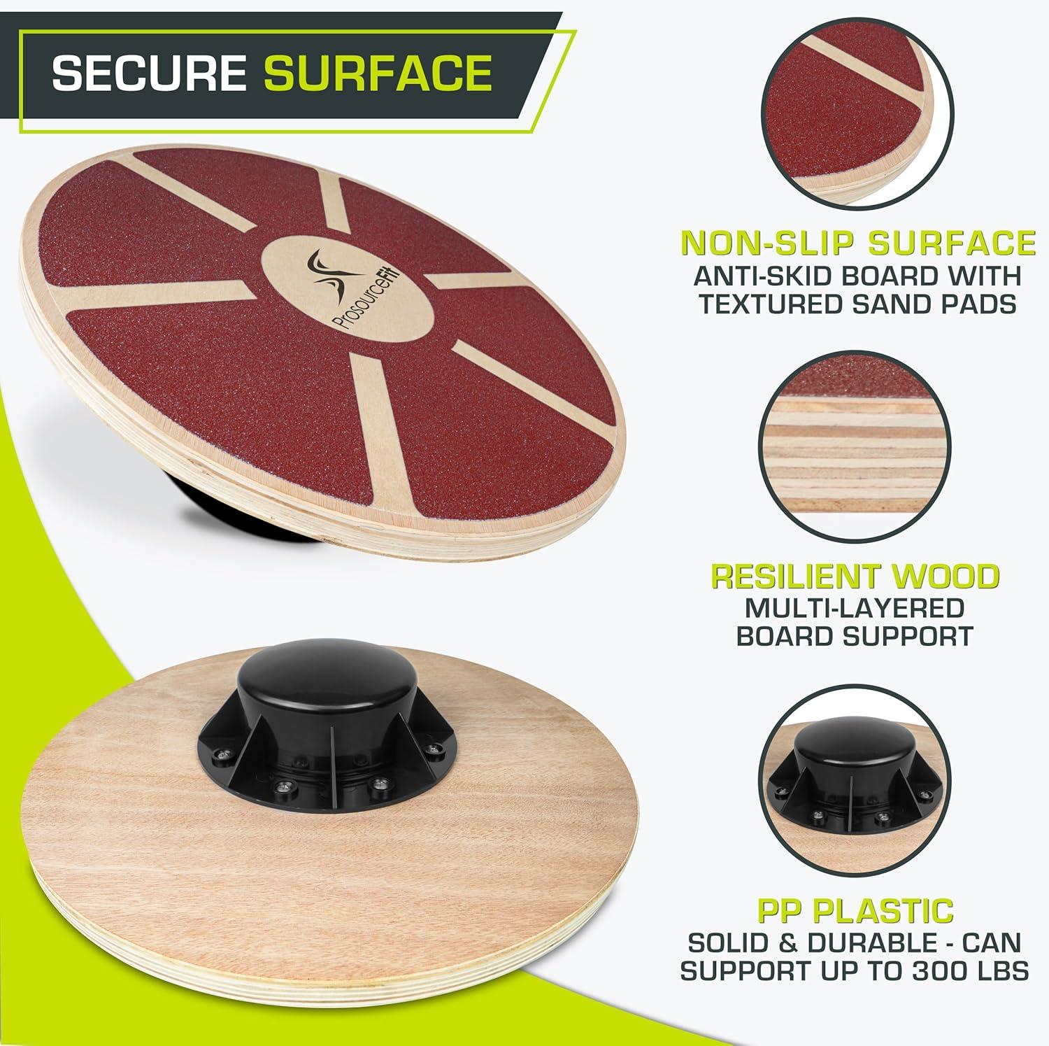 imageProsourceFit Wooden Balance Board NonSlip Wobble Core Trainer 1575in 395cm Diameter with 360 Rotation for Stability Training Full Body Exercises Physical TherapyRed