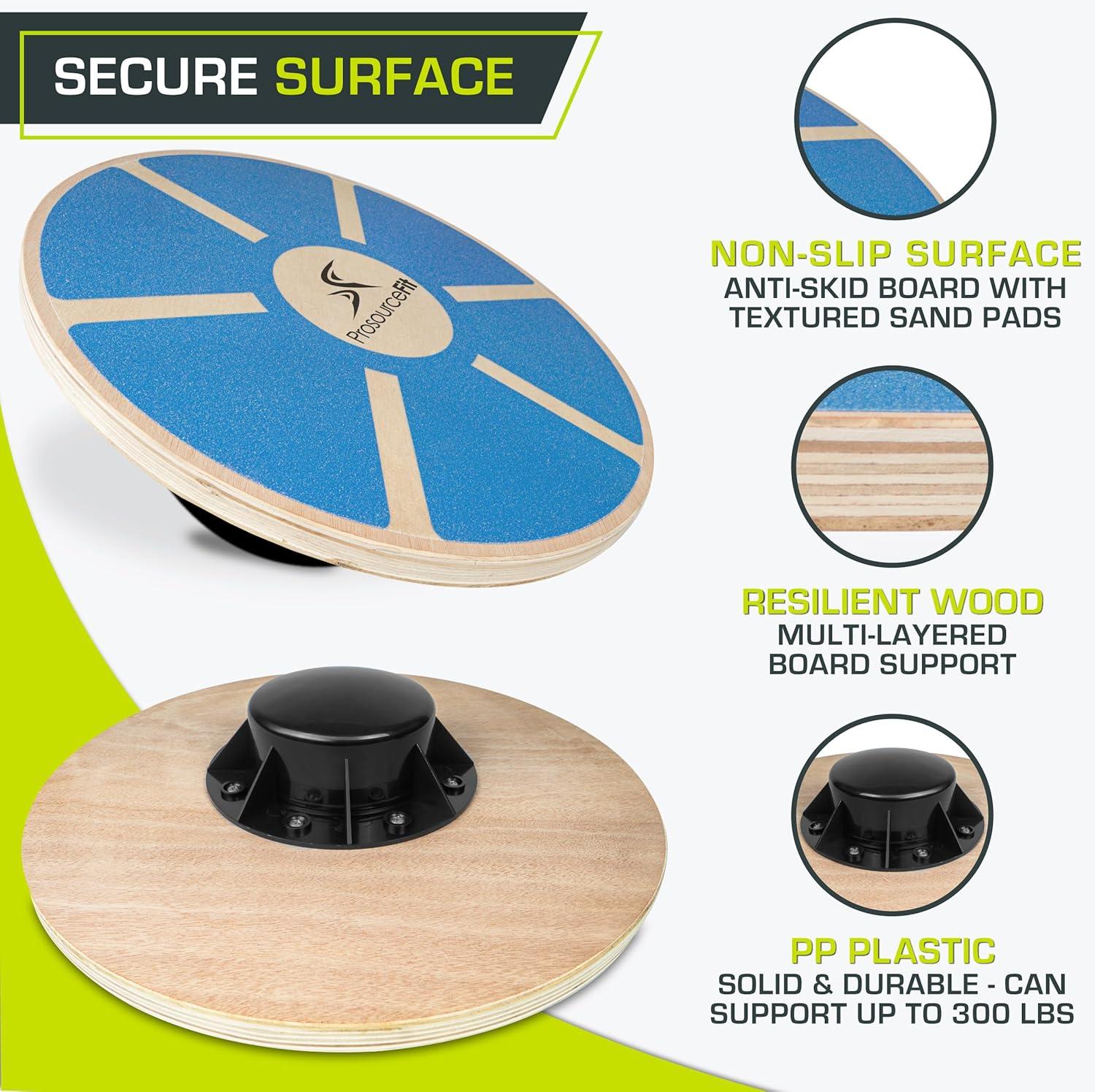 imageProsourceFit Wooden Balance Board NonSlip Wobble Core Trainer 1575in 395cm Diameter with 360 Rotation for Stability Training Full Body Exercises Physical TherapyBlue