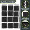 imageProsourceFit Exercise Puzzle Mat 1in Checkered EVA Foam Floor Tiles w NonSlip Texture Gym Mat w Interlocking Foam Tiles for Adjustable Surface Shock Absorbing Waterproof Gym Flooring BlueBlack  12 Inch  12 Tiles  12 Sq Ft