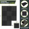 imageProsourceFit Exercise Puzzle Mat 1in Checkered EVA Foam Floor Tiles w NonSlip Texture Gym Mat w Interlocking Foam Tiles for Adjustable Surface Shock Absorbing Waterproof Gym Flooring BlueBlack  12 Inch  12 Tiles  12 Sq Ft