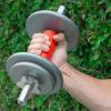 imageProsourceFit Thick Grips for Dumbbell and Barbell 19in Axle Bar Adapter for Weightlifting and Strength Training BlackRed