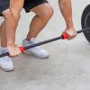 imageProsourceFit Thick Grips for Dumbbell and Barbell 19in Axle Bar Adapter for Weightlifting and Strength Training BlackRed