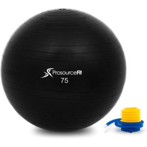 imageProsourceFit Stability Exercise Ball with Foot Pump Black 55 65 75 cm AntiBurst up to 2000 lb for Fitness Pilates Balance and Yoga