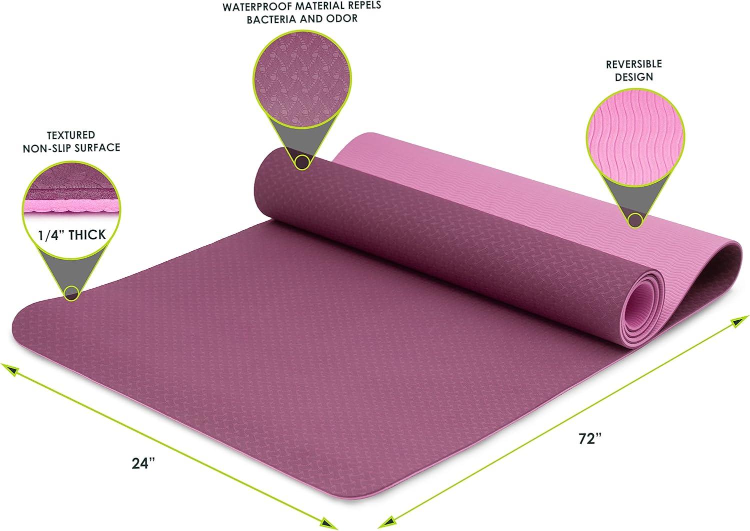 imageProsourceFit Natura TPE Yoga Mat 14quot 6mm Thick 72quot Long Reversible with HighDensity Cushion ampamp Nonslip Texture Ecoconscious ampamp Hygienic