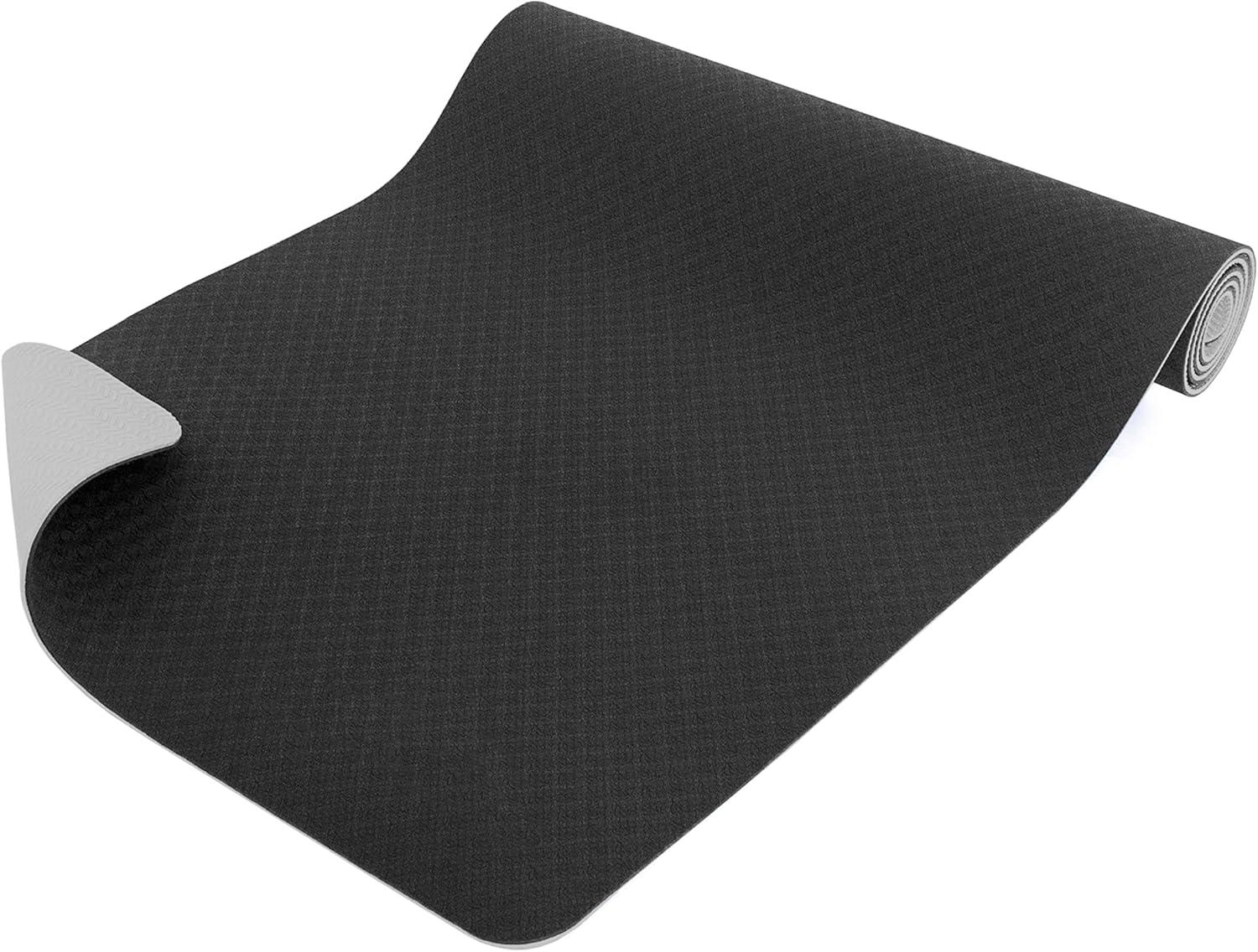imageProsourceFit Natura TPE Yoga Mat 14quot 6mm Thick 72quot Long Reversible with HighDensity Cushion ampamp Nonslip Texture Ecoconscious ampamp HygienicBlackGrey