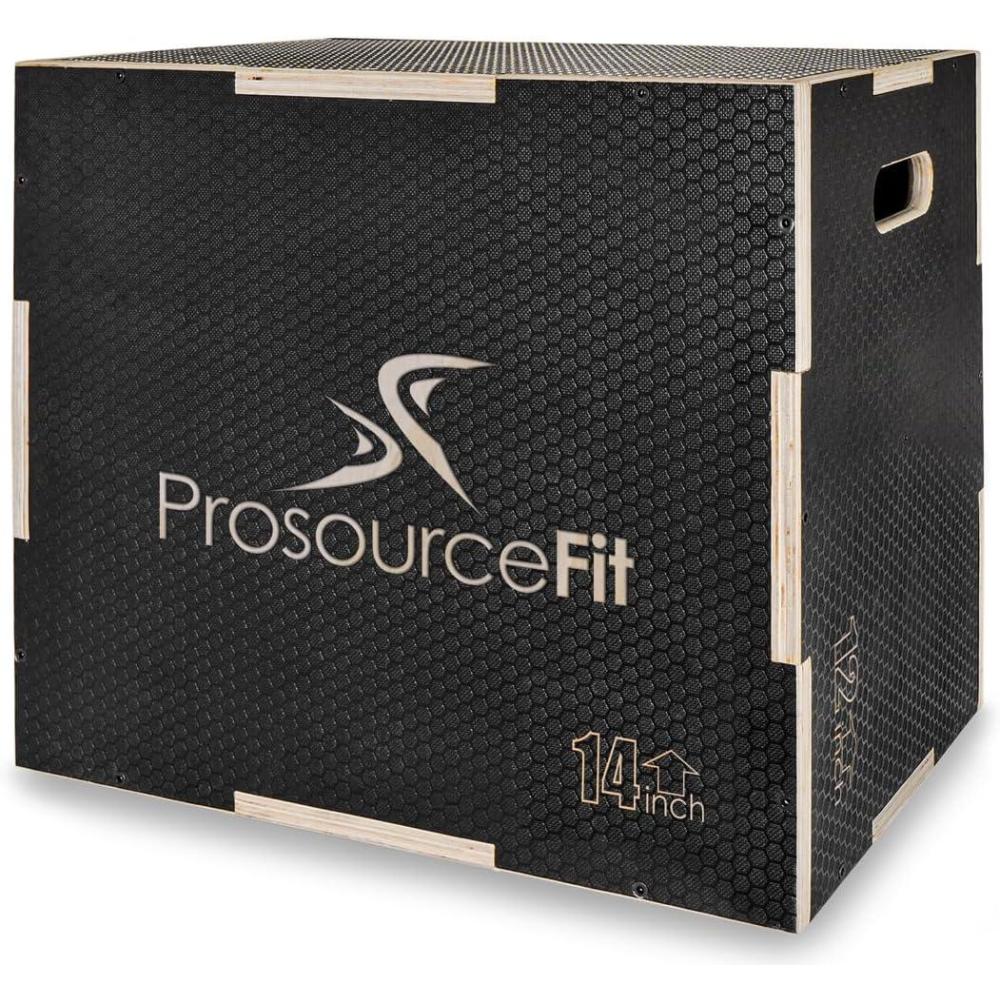imageProsourceFit 3in1 Wood Plyometric Jump Box For Cross Conditioning Agility Vertical Jump Training ampamp Plyo Workouts Beige 30L x 24W x 20HBlack 16 x 12 x 14