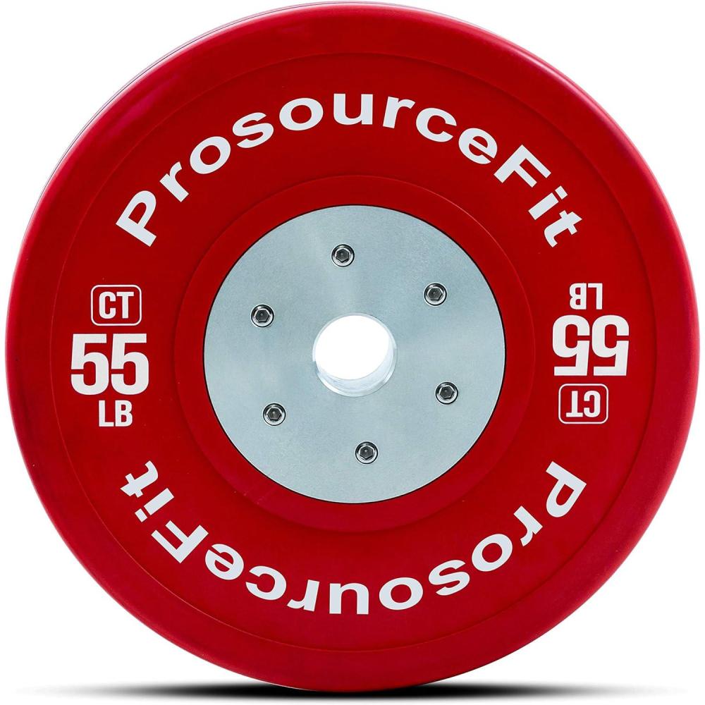 imageProsourceFit Competition Color Training Bumper Plates Rubber with Steel Insert 45lb Calibrated for Cross Conditioning Power Lifting Weight TrainingRed