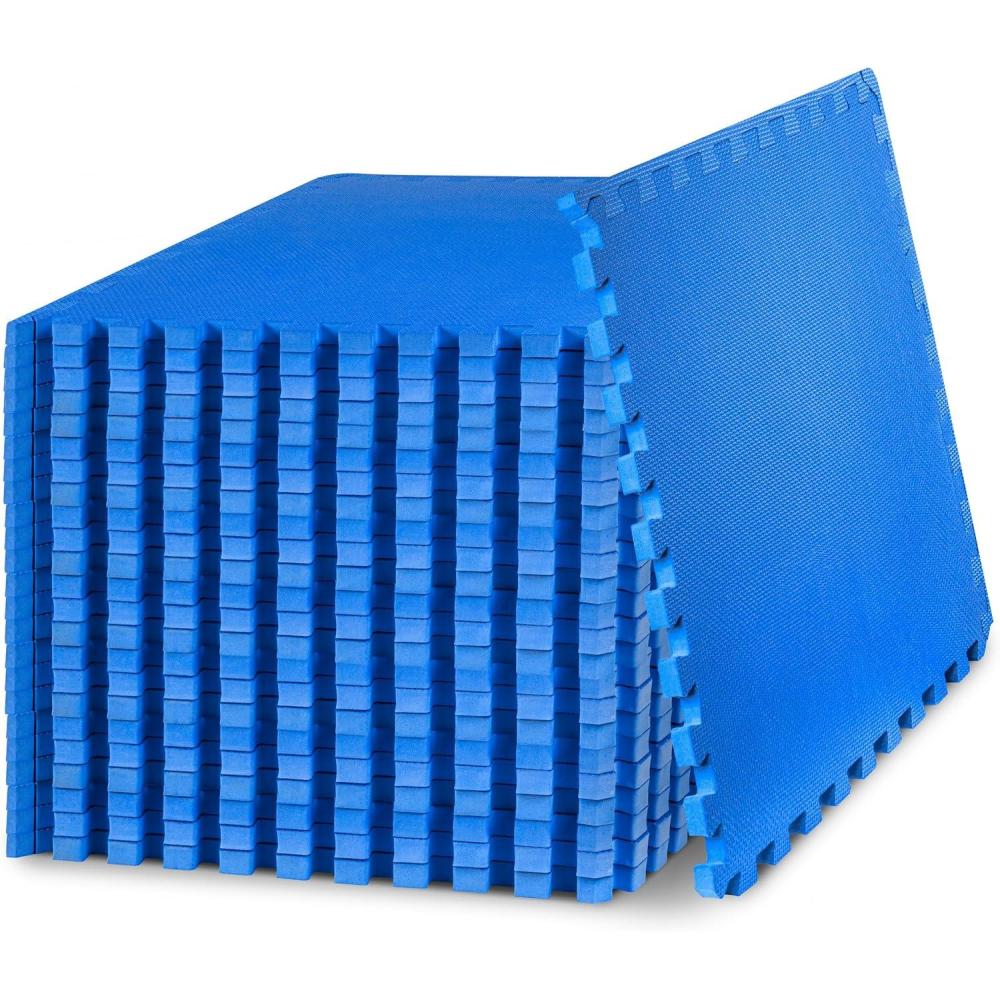 imageProsourceFit Extra Thick Puzzle Exercise Mat  EVA Foam Interlocking Tiles for Protective Cushioned Workout Flooring for Home and Gym Equipment Black  34 inch  24 Sq Ft  6 TilesBlue  34 Inch  96 Sq Ft  24 Tiles