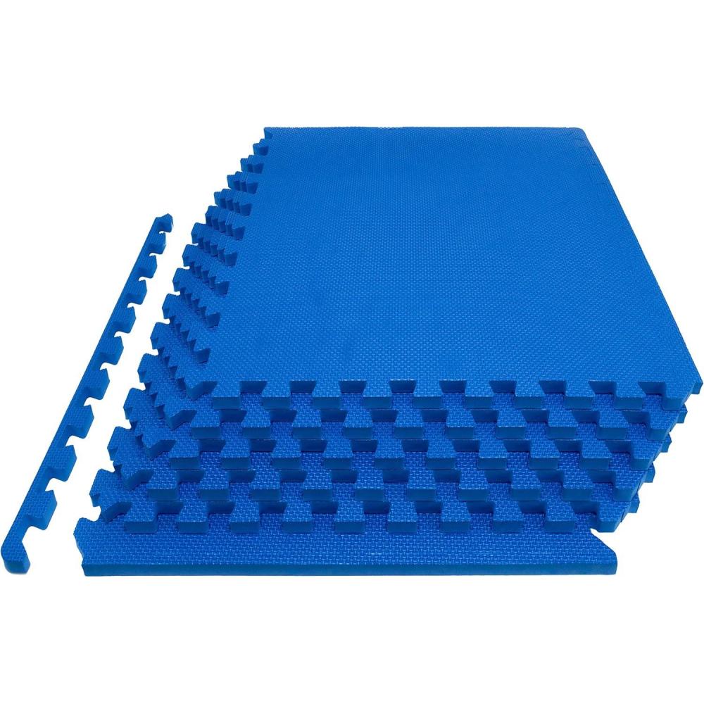 imageProsourceFit Extra Thick Puzzle Exercise Mat  EVA Foam Interlocking Tiles for Protective Cushioned Workout Flooring for Home and Gym Equipment Black  34 inch  24 Sq Ft  6 TilesBlue  1 Inch  24 Sq Ft  6 Tiles