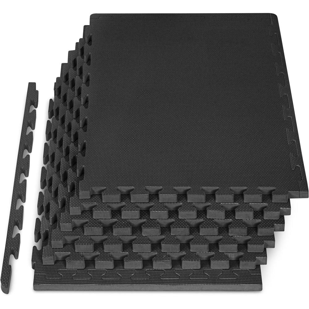 imageProsourceFit Extra Thick Puzzle Exercise Mat  EVA Foam Interlocking Tiles for Protective Cushioned Workout Flooring for Home and Gym Equipment Black  34 inch  24 Sq Ft  6 TilesBlack  1 Inch  24 Sq Ft  6 Tiles