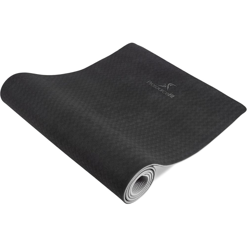 imageProsourceFit Natura TPE Yoga Mat 14quot 6mm Thick 72quot Long Reversible with HighDensity Cushion ampamp Nonslip Texture Ecoconscious ampamp HygienicBlackGrey