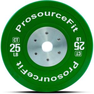 imageProsourceFit Competition Color Training Bumper Plates Rubber with Steel Insert 45lb Calibrated for Cross Conditioning Power Lifting Weight TrainingGreen 25lb