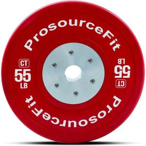 imageProsourceFit Competition Color Training Bumper Plates Rubber with Steel Insert 45lb Calibrated for Cross Conditioning Power Lifting Weight TrainingRed