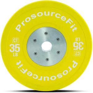 imageProsourceFit Competition Color Training Bumper Plates Rubber with Steel Insert 45lb Calibrated for Cross Conditioning Power Lifting Weight TrainingYellow