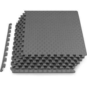 imageProsourceFit Exercise Puzzle Mat 1in Checkered EVA Foam Floor Tiles w NonSlip Texture Gym Mat w Interlocking Foam Tiles for Adjustable Surface Shock Absorbing Waterproof Gym Flooring BlueGrey  12 Inch  6 Tiles  24 Sq Ft