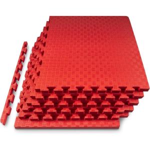 imageProsourceFit Exercise Puzzle Mat 1in Checkered EVA Foam Floor Tiles w NonSlip Texture Gym Mat w Interlocking Foam Tiles for Adjustable Surface Shock Absorbing Waterproof Gym Flooring BlueRed  1 Inch  6 Tiles  24 Sq Ft
